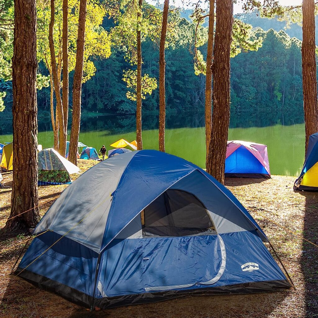 Pacific Pass 2/4/6 Person Family Dome Tent with Removable Rain Fly, Easy Setup for Camp Outdoor