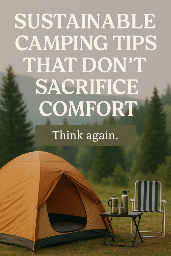 sustainable camping tips, eco-friendly camping gear, zero-waste camping, comfortable outdoor living, green camping checklist