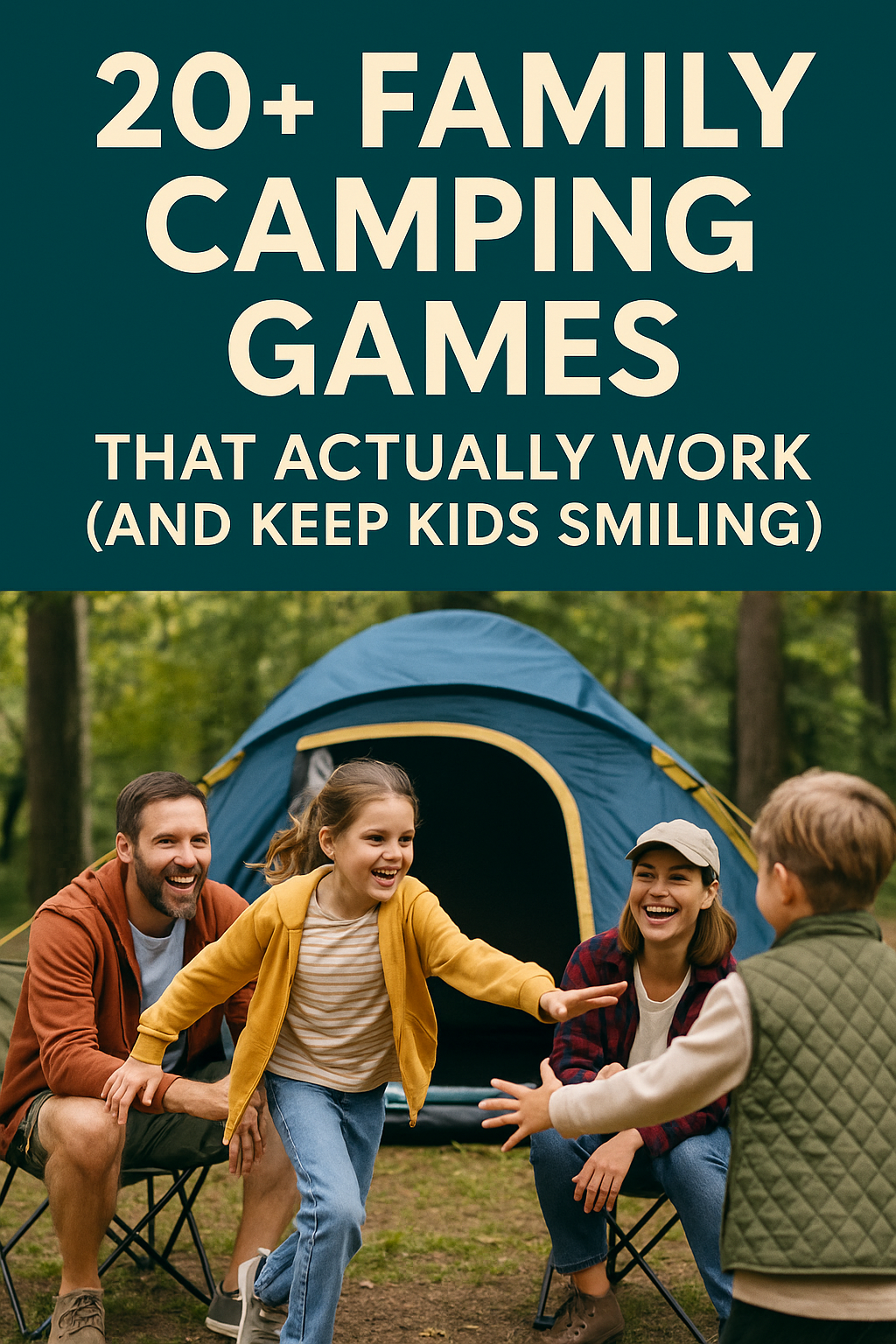 family camping games, camping games for kids, outdoor activities for families, fun campsite games, kid-friendly camping entertainment, no-gear camping games